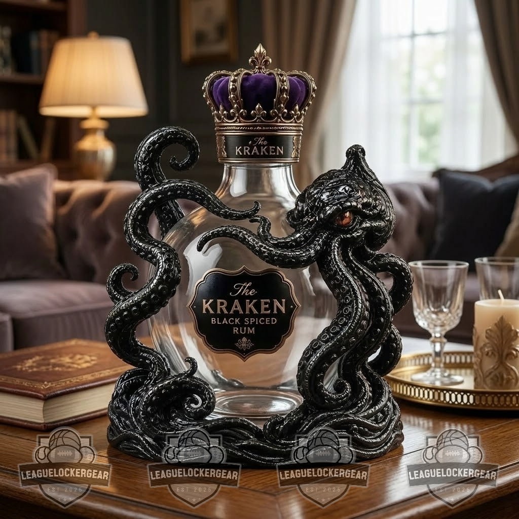 The Kraken Black Spiced Rum Octopus Crown Rum Bottle