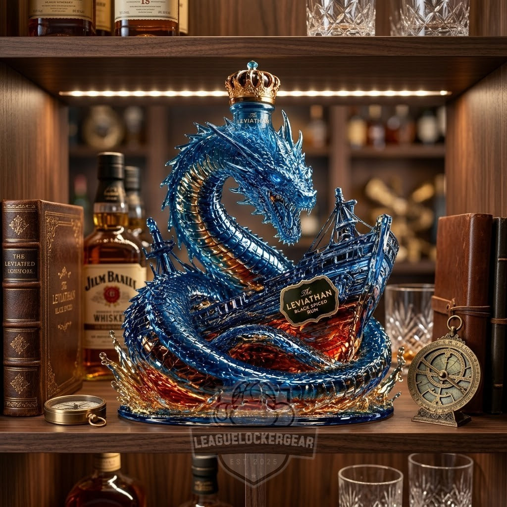 The Leviathan Black Spiced Rum Dragon Ship Bottle