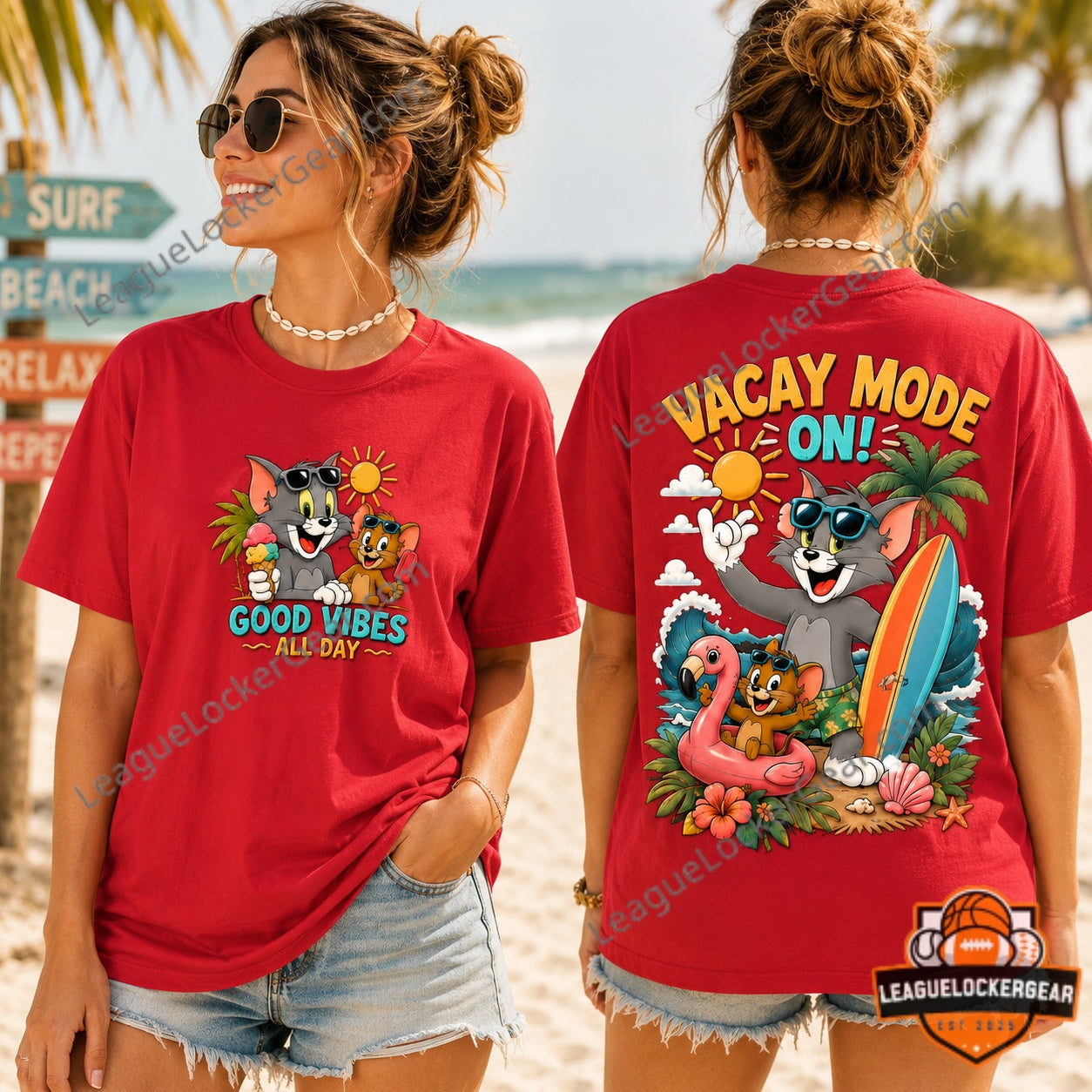 Tom and Jerry Summer Beach Vacation T-Shirt