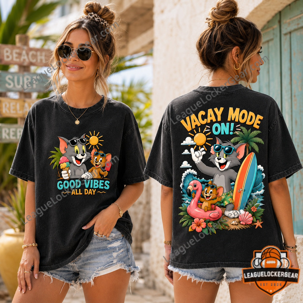 Tom and Jerry Summer Beach Vacation T-Shirt
