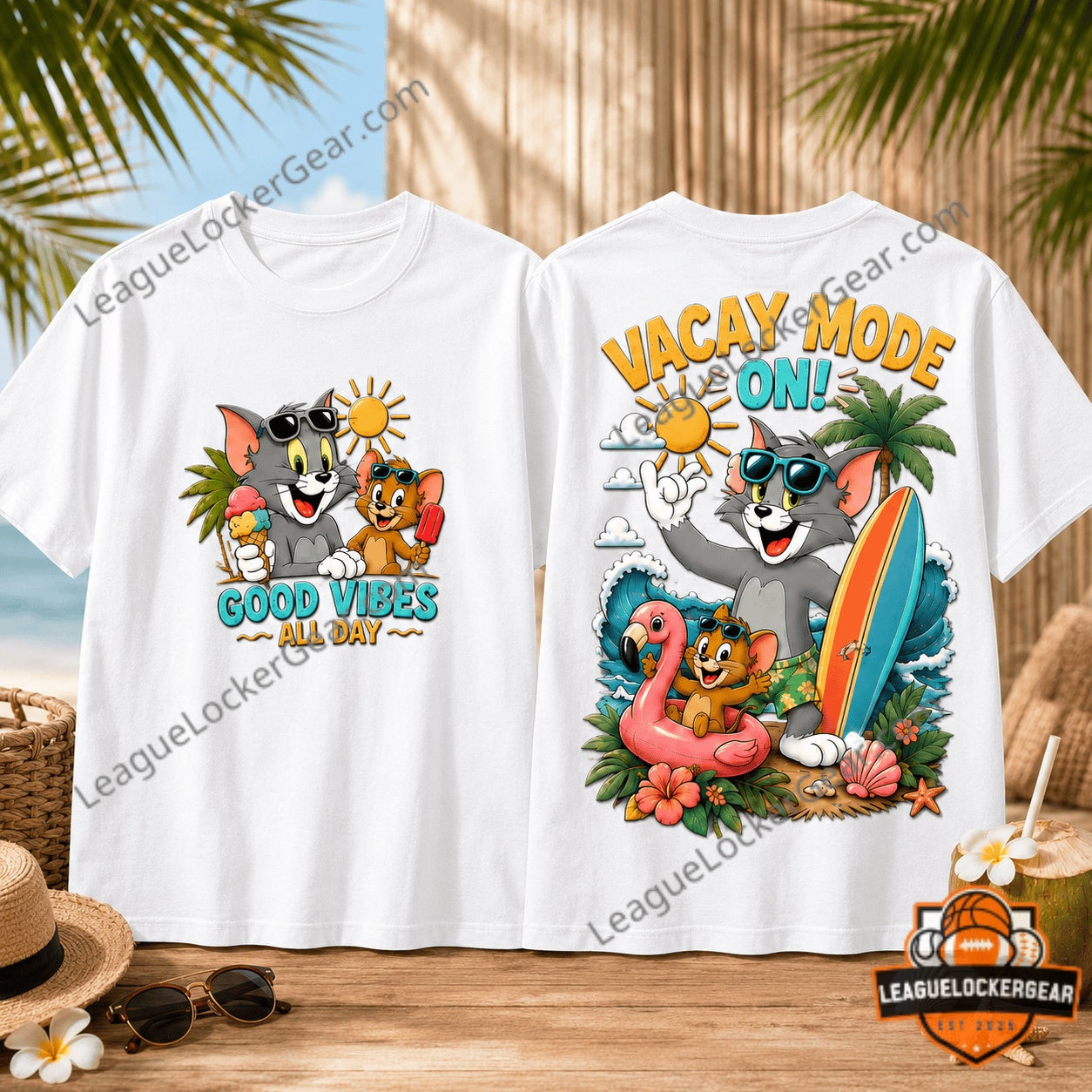 Tom and Jerry Summer Beach Vacation T-Shirt