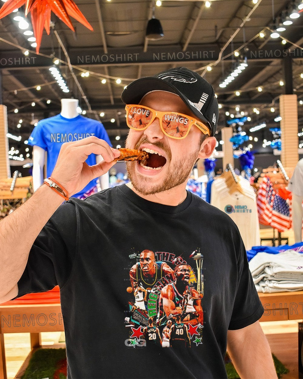 Reign Man and the Glove Chicago and Seattle NBA vintage graphic shirt