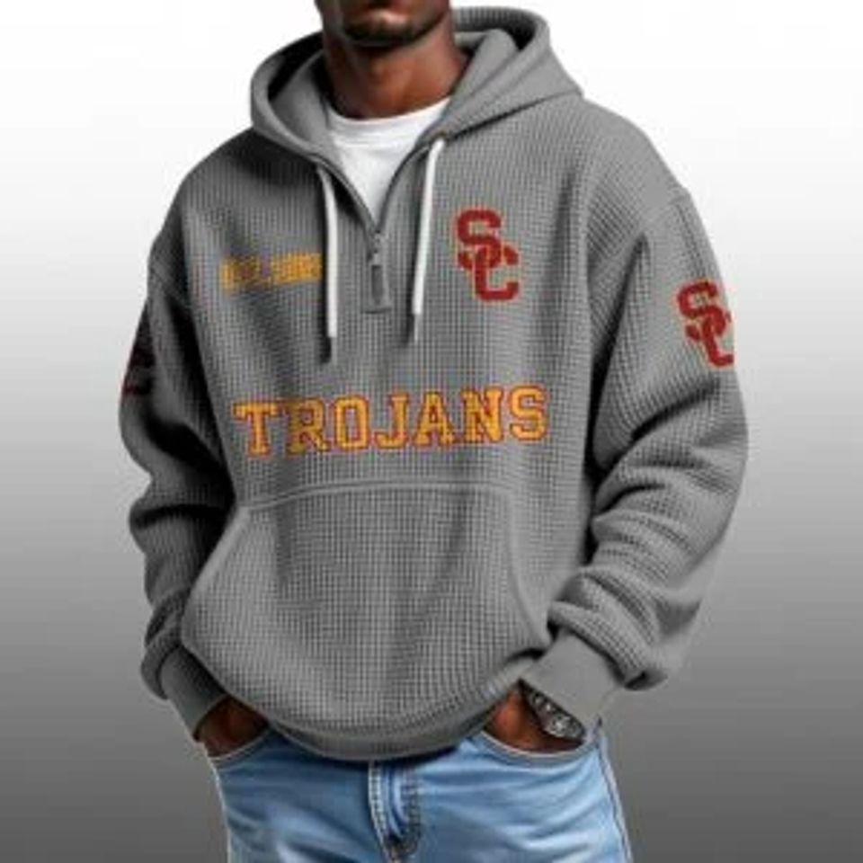Trojans EST 1886 Half Quarter Zip Waffle Hoodies