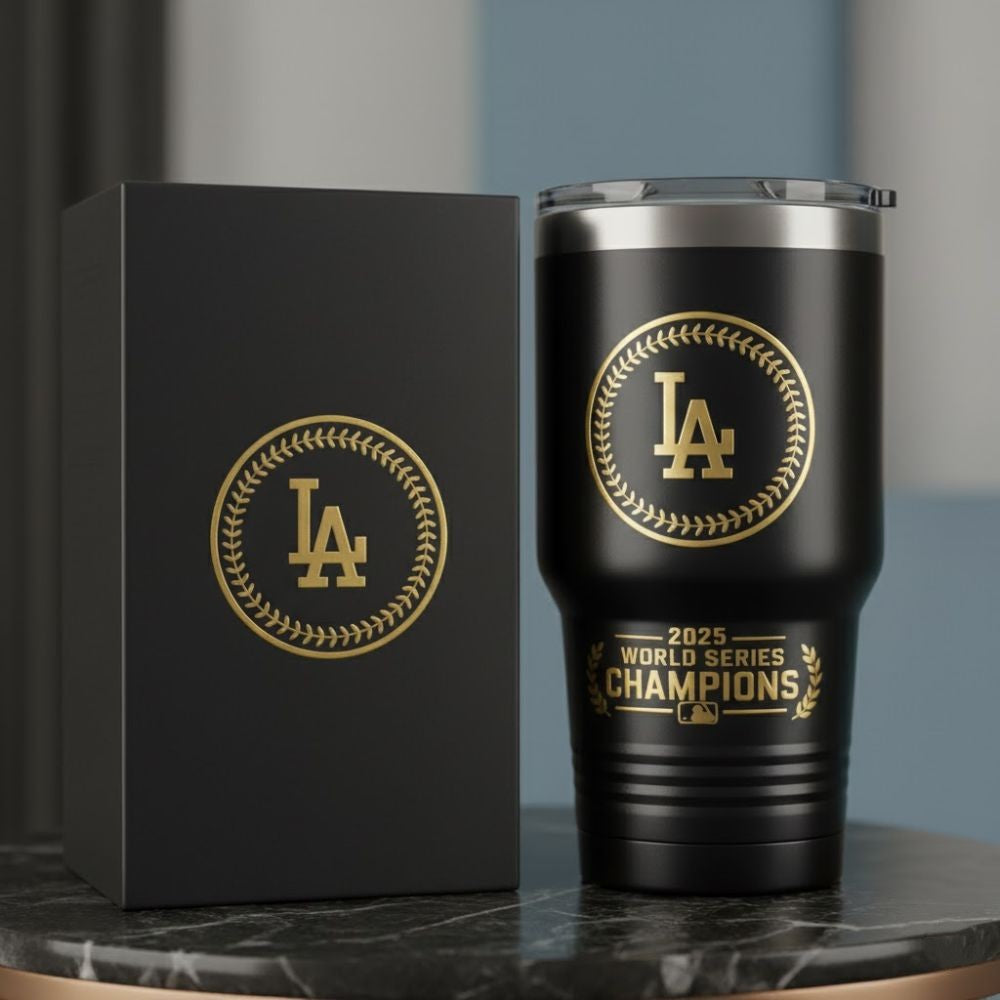 Los Angeles Dodgers 2025 World Series Champions Tumbler – Limited Edition Black & Gold Cup