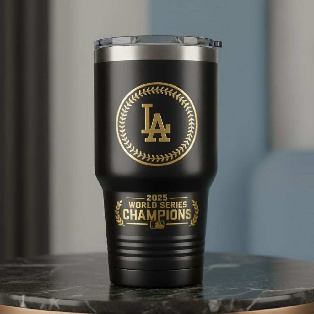 Los Angeles Dodgers 2025 World Series Champions Tumbler – Limited Edition Black & Gold Cup