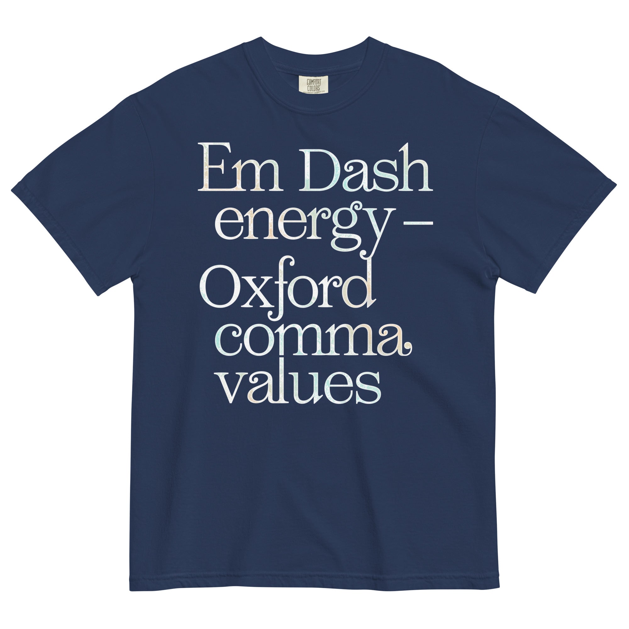 Em Dash Energy Oxford Comma Values Men's Relaxed Fit Tee