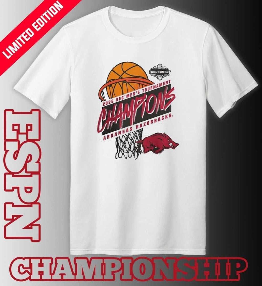 Arkansas Razorbacks 2026 SEC Men’s Basketball Tournament Champions Official T-Shirt