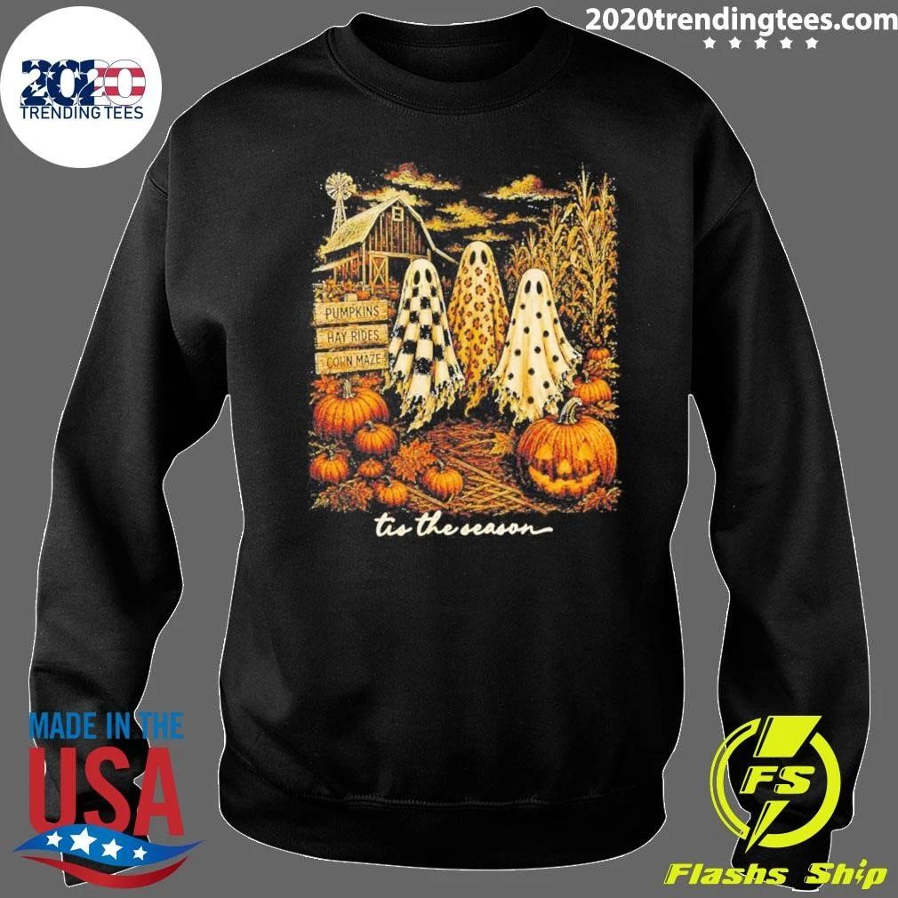Ghosts Trio Tis The Season Pumpkin Spooky Autumn Halloween 2026 Shirt