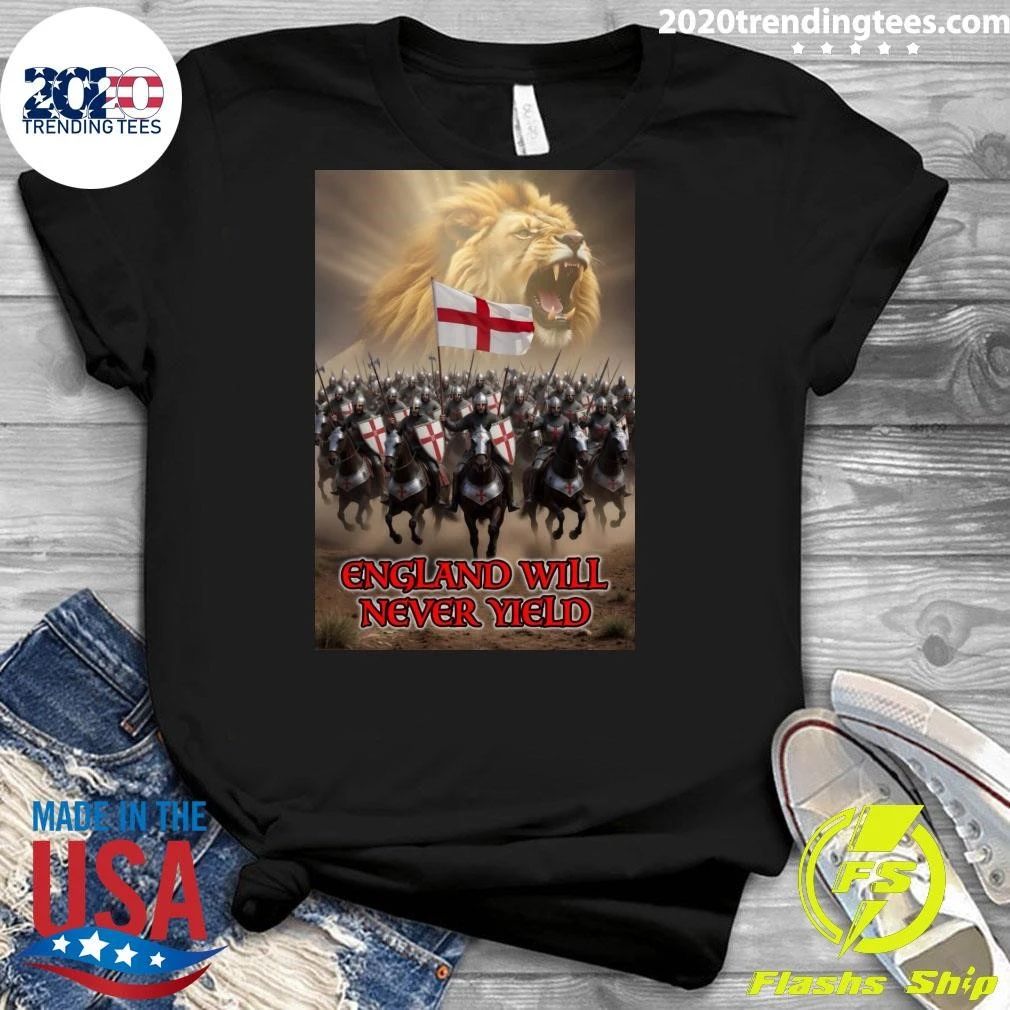 England Will Never Yield Three Lions Patriotic Shirt