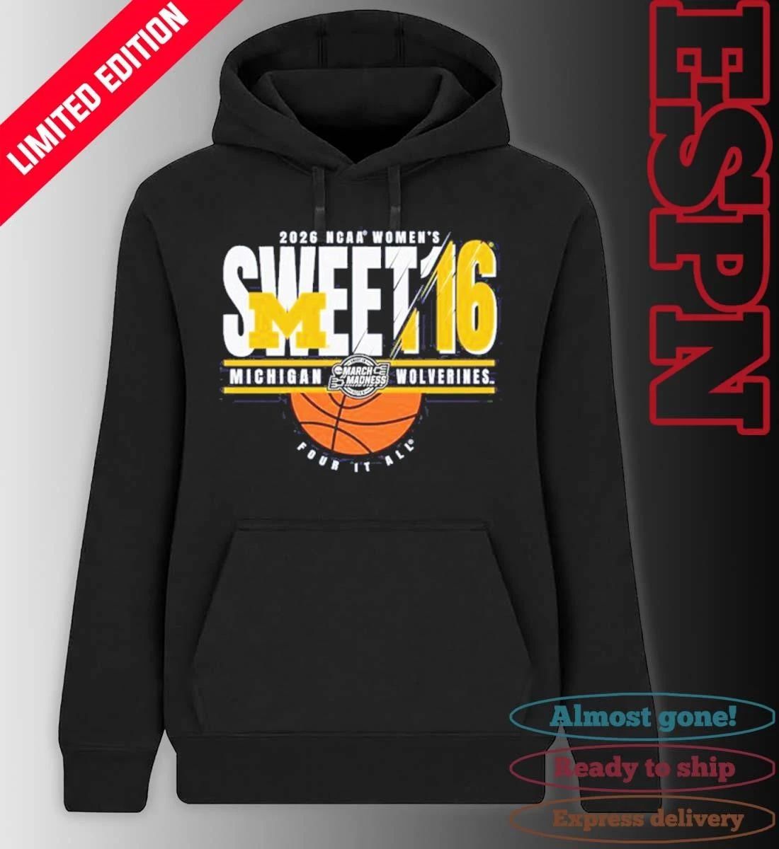 Michigan Wolverines 2026 NCAA Women’s Basketball Sweet 16 Bound Shirt