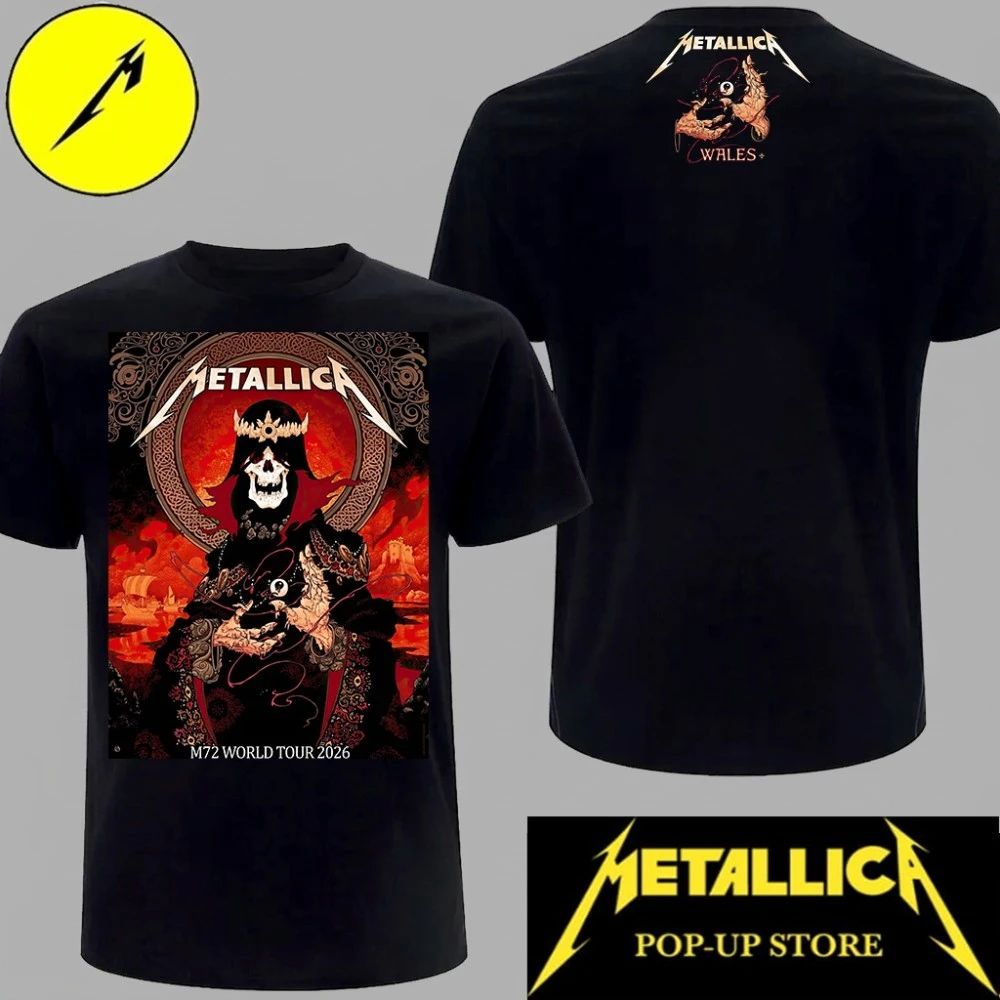 Metallica Cardiff Wales 2026 Event Merch Celtic Skull King Art T-Shirt