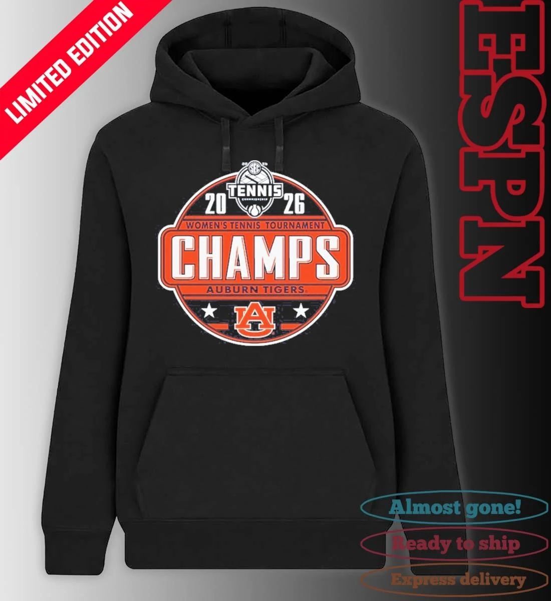Auburn Tigers 2026 SEC Women’s Tennis Tournament Champions Locker Room T-Shirt