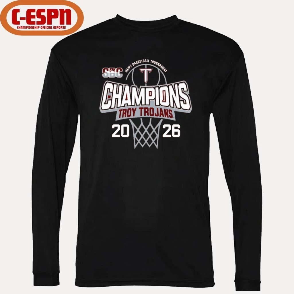 Troy University Trojans 2026 Sun Belt Men’s Basketball Tournament Champions T-Shirt