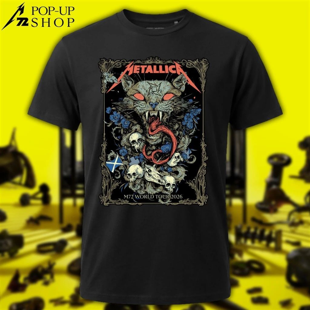 Metallica M72 World Tour 2026 Merch Shirt – Glasgow, Scotland 25th June 2026 Wolf Skull Jack Art