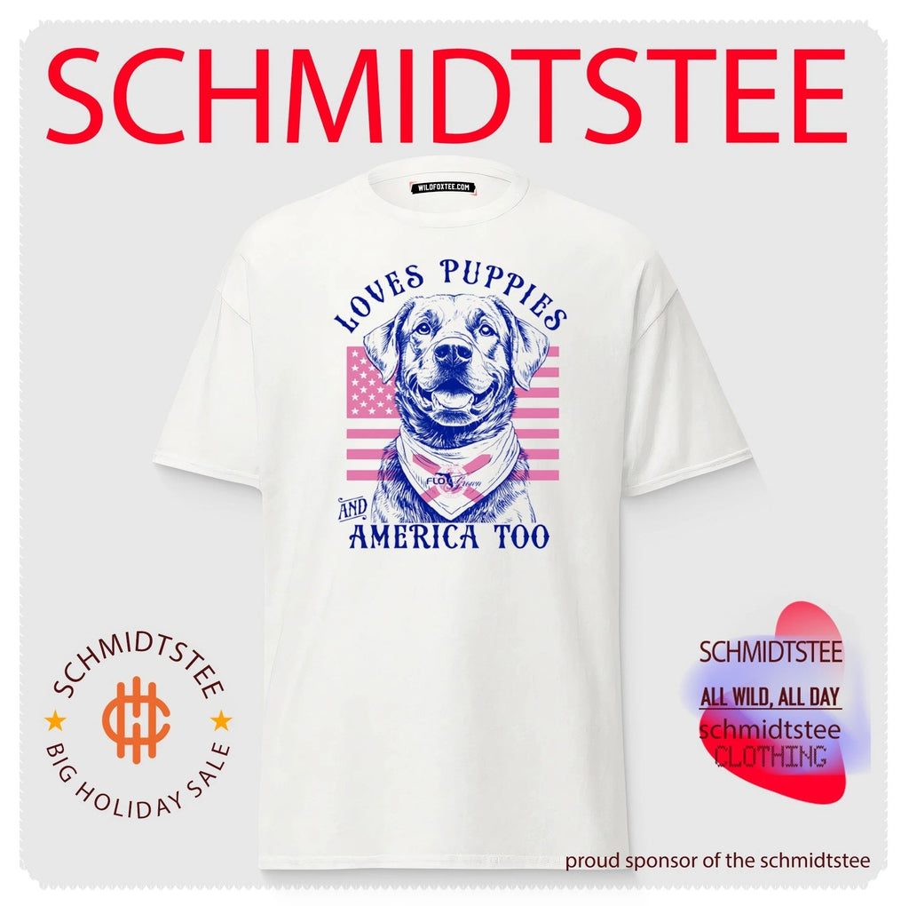 Loves Puppies and America Too Labrador Retriever shirt