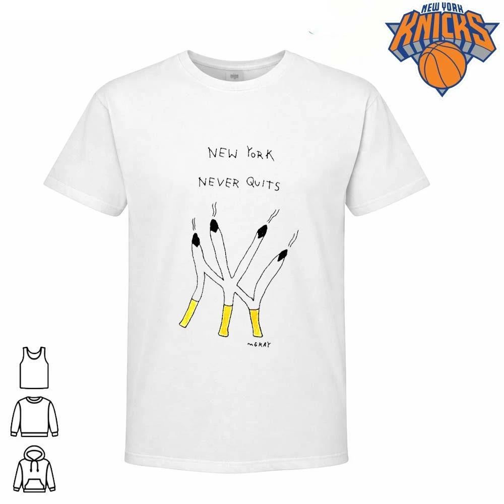 New York Never Quits Smoking Cigarettes Hand Drawn Streetwear T Shirt