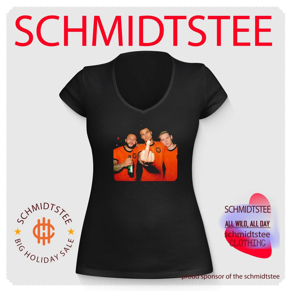 Memphis Depay Cody Gakpo and Frenkie de Jong Netherlands FC middle finger shirt