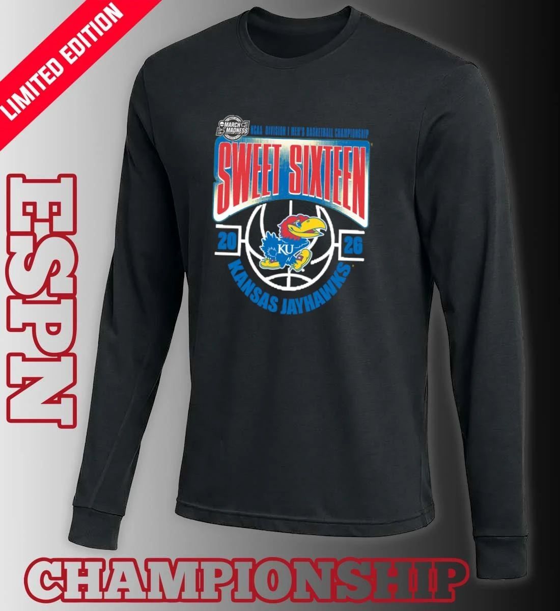 Kansas Jayhawks Sweet 16 NCAA DI Men’s Basketball Tournament March Madness 2026 T-Shirt