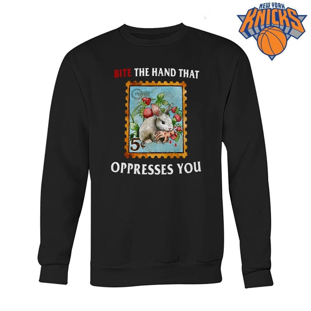 Bite The Hand That Oppresses You Vintage Rabbit Stamp Activism Protest Shirt