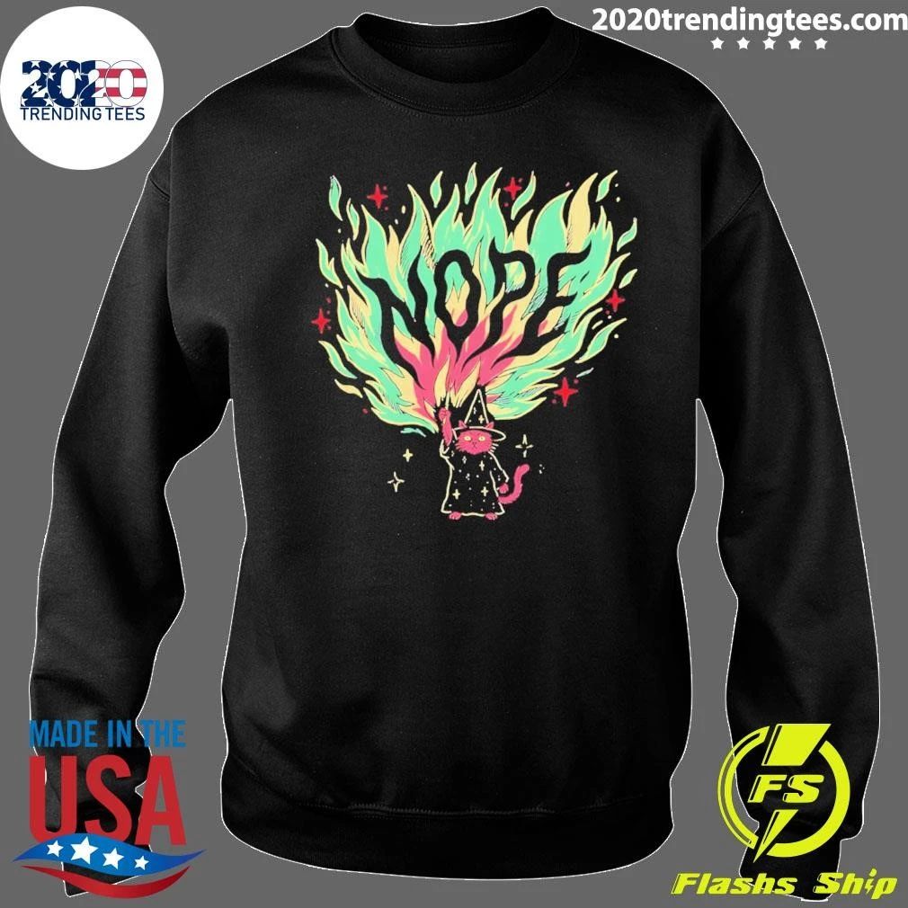 Nope Cat Wizard Magical Fire Spell Wizardry Shirt