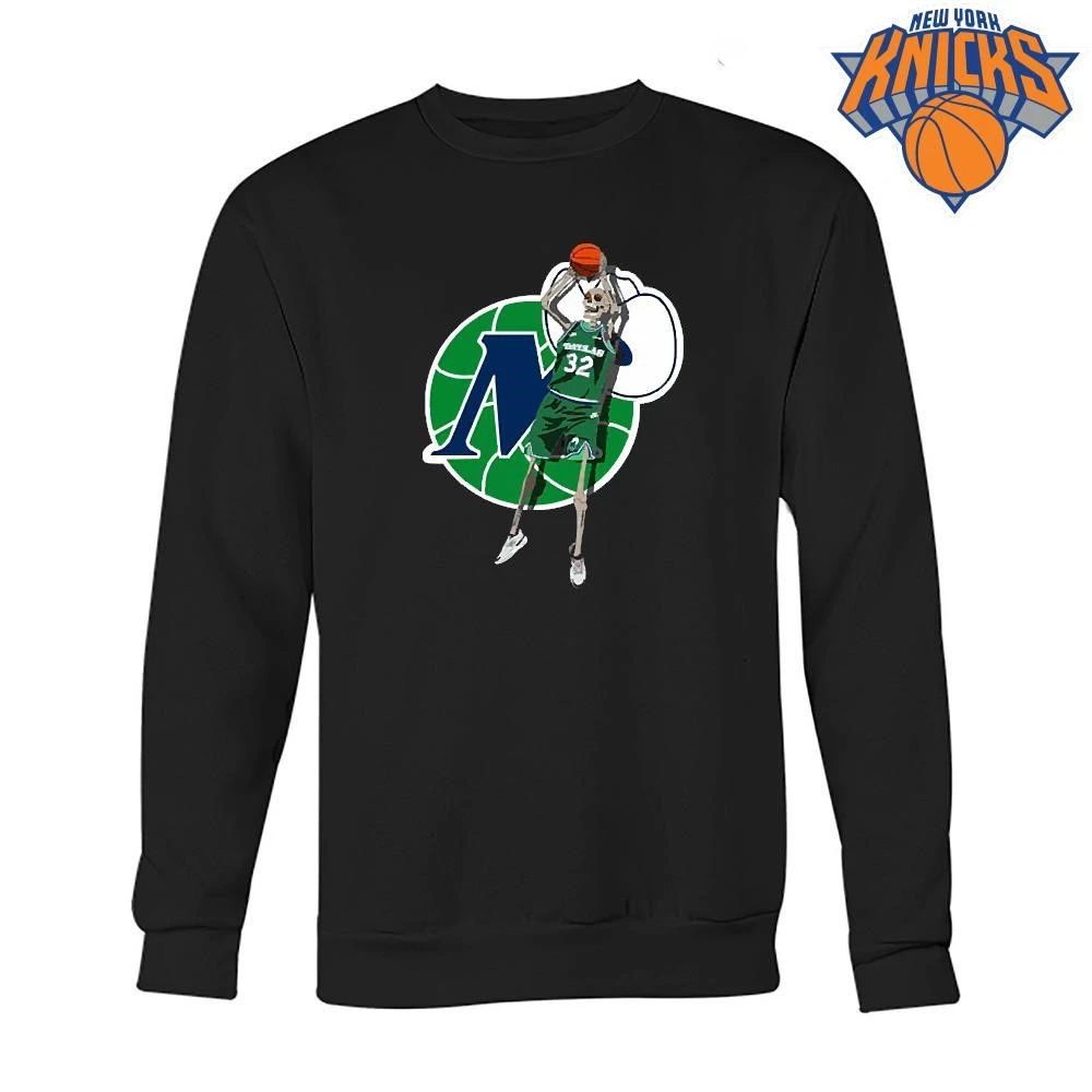 Dallas Mavericks Retro Logo Green Uniform Jason Kidd 32 Skeleton Basketball Shirt