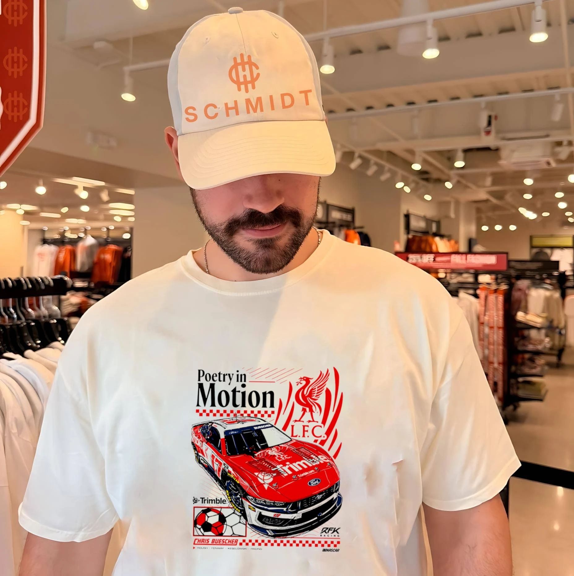 Chris Buescher Poetry in Motion RFK Racing Liverpool FC shirt