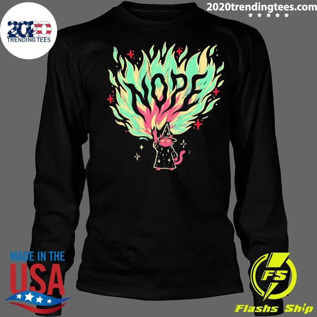 Nope Cat Wizard Magical Fire Spell Wizardry Shirt