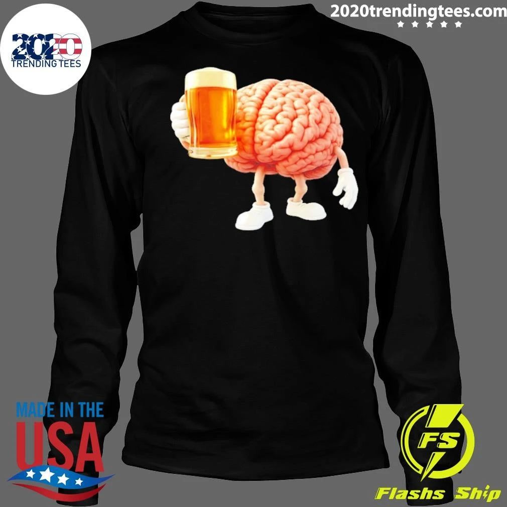 Brain Holding A Beer Drinking Anatomy Shirt