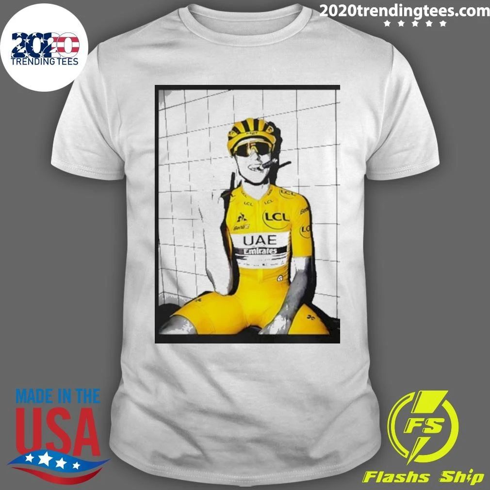 Tadej Pogacar Middle Finger And Smoking Shirt