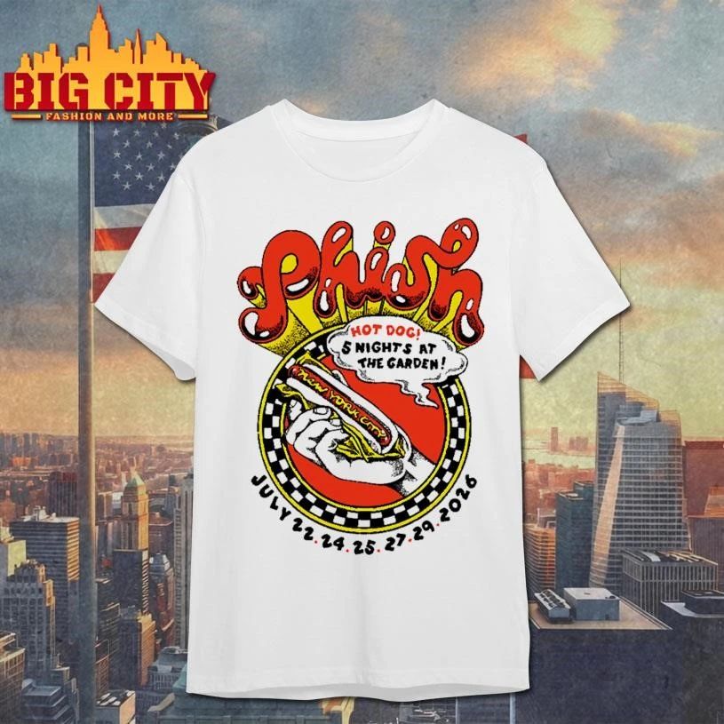 Phish Hot Dog 5 Nights At The Garden New York City Tour Vintage Graphic T Shirt