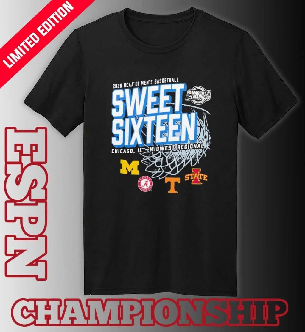 Chicago, IL Midwest Regional 2026 NCAA DI Men’s Basketball Sweet Sixteen T-Shirt