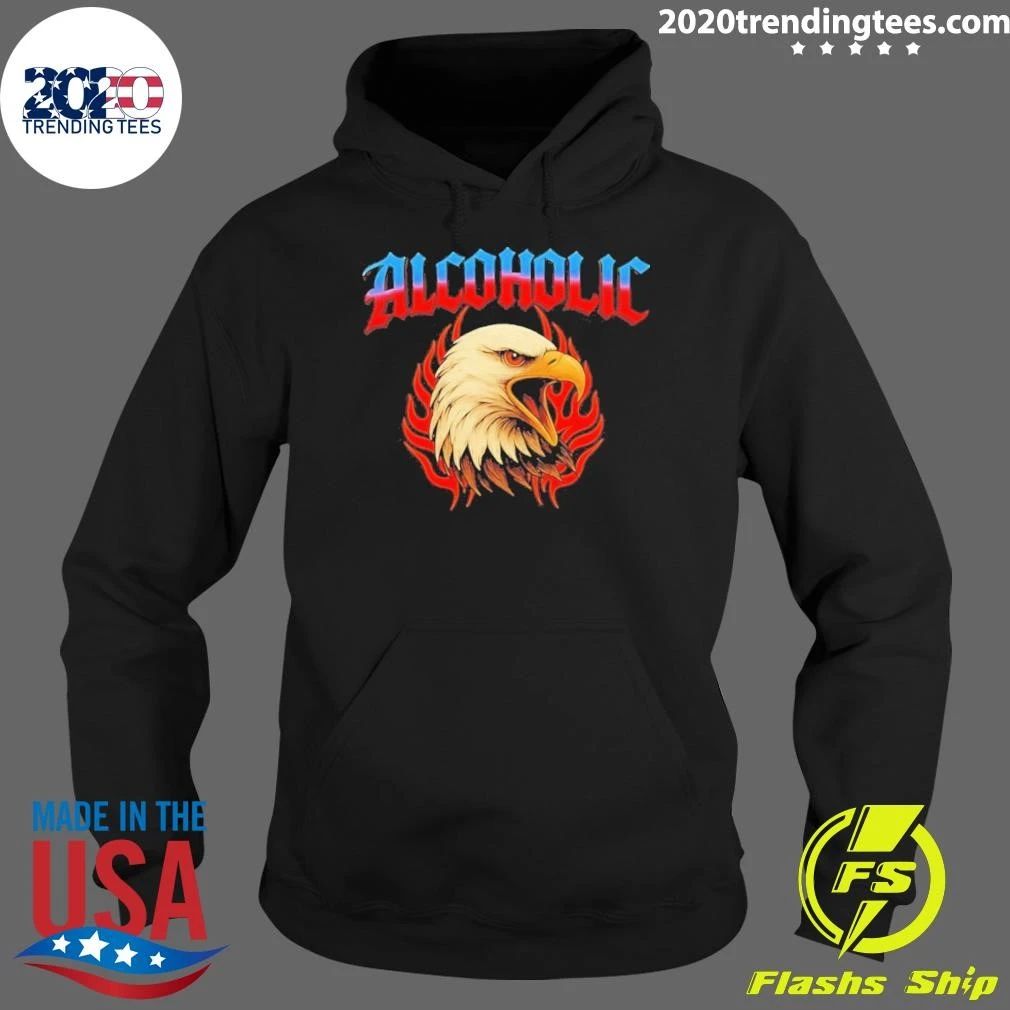 Alcoholic Eagle With Flames Bird Graphic Shirt