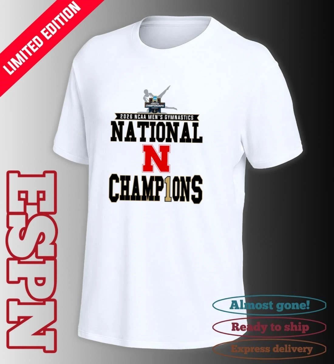 Nebraska Men’s Gymnastics 2026 NCAA National Champions Locker Room T-Shirt