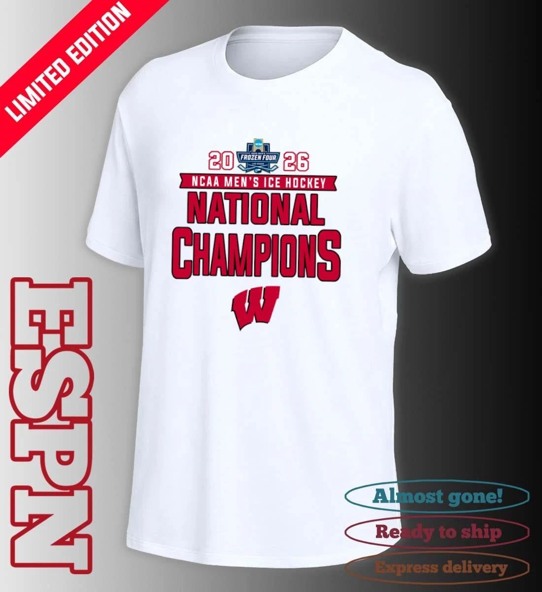 2026 NCAA Men’s Ice Hockey National Champions Wisconsin Badgers T-Shirt