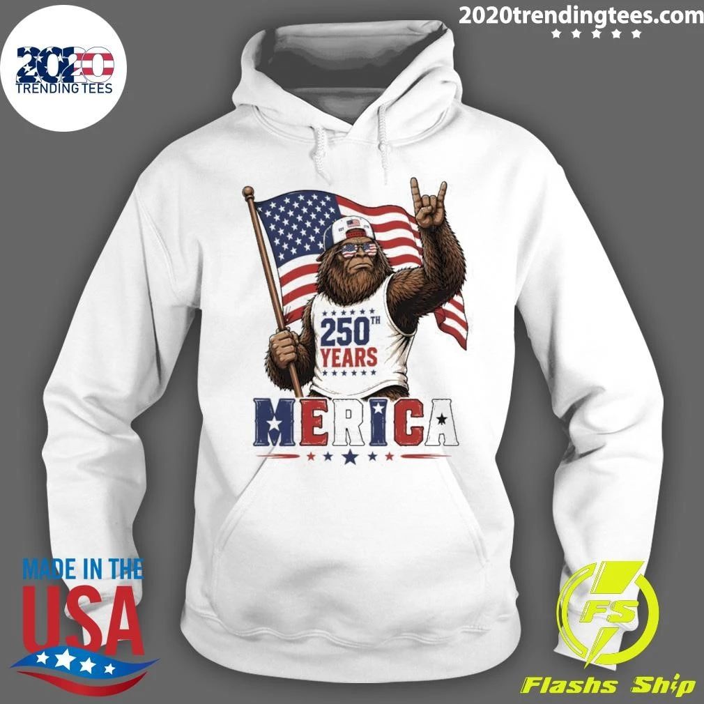 Bigfoot American Flag 250th Years 4th Of July Patriotic Independence Day Shirt