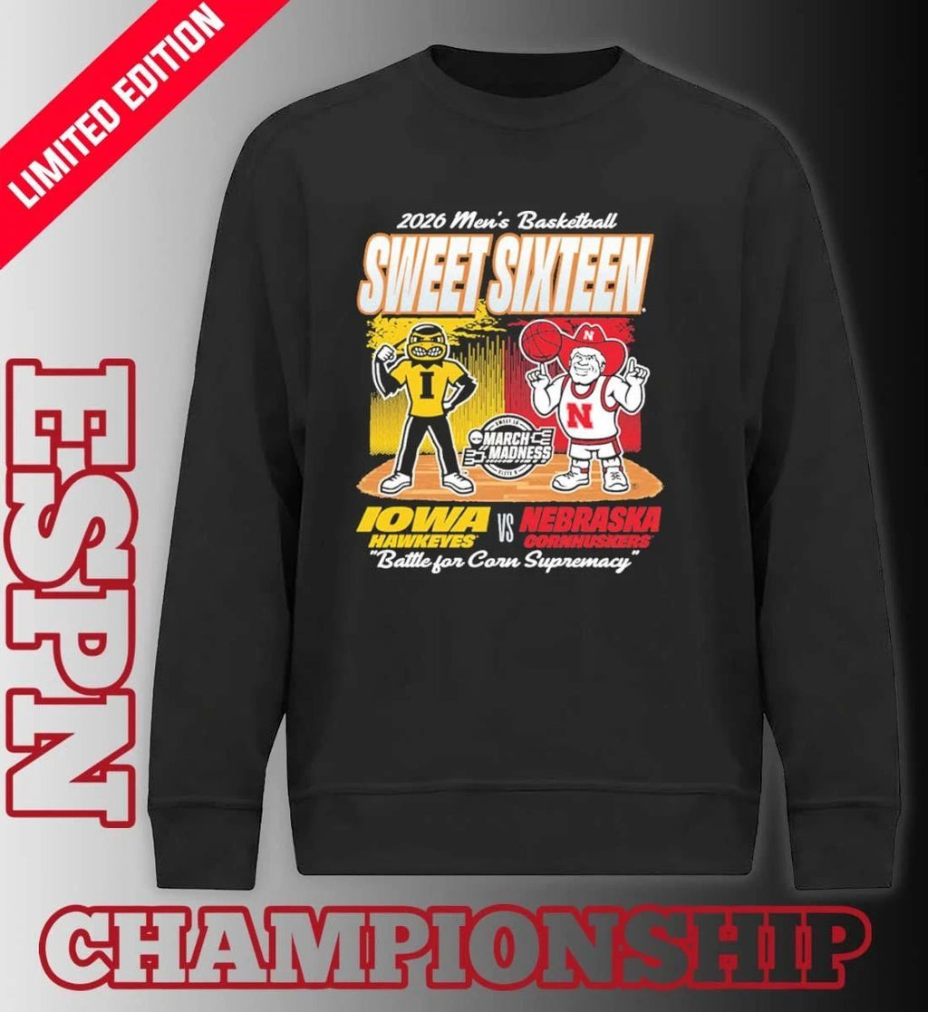 Nebraska Cornhuskers Vs Iowa Hawkeyes Mascot 2026 NCAA Men’s Basketball Sweet 16 Shirt