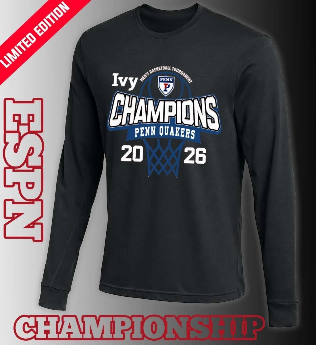 Penn Quakers 2026 Ivy League Men’s Basketball Tournament Champions Shirt