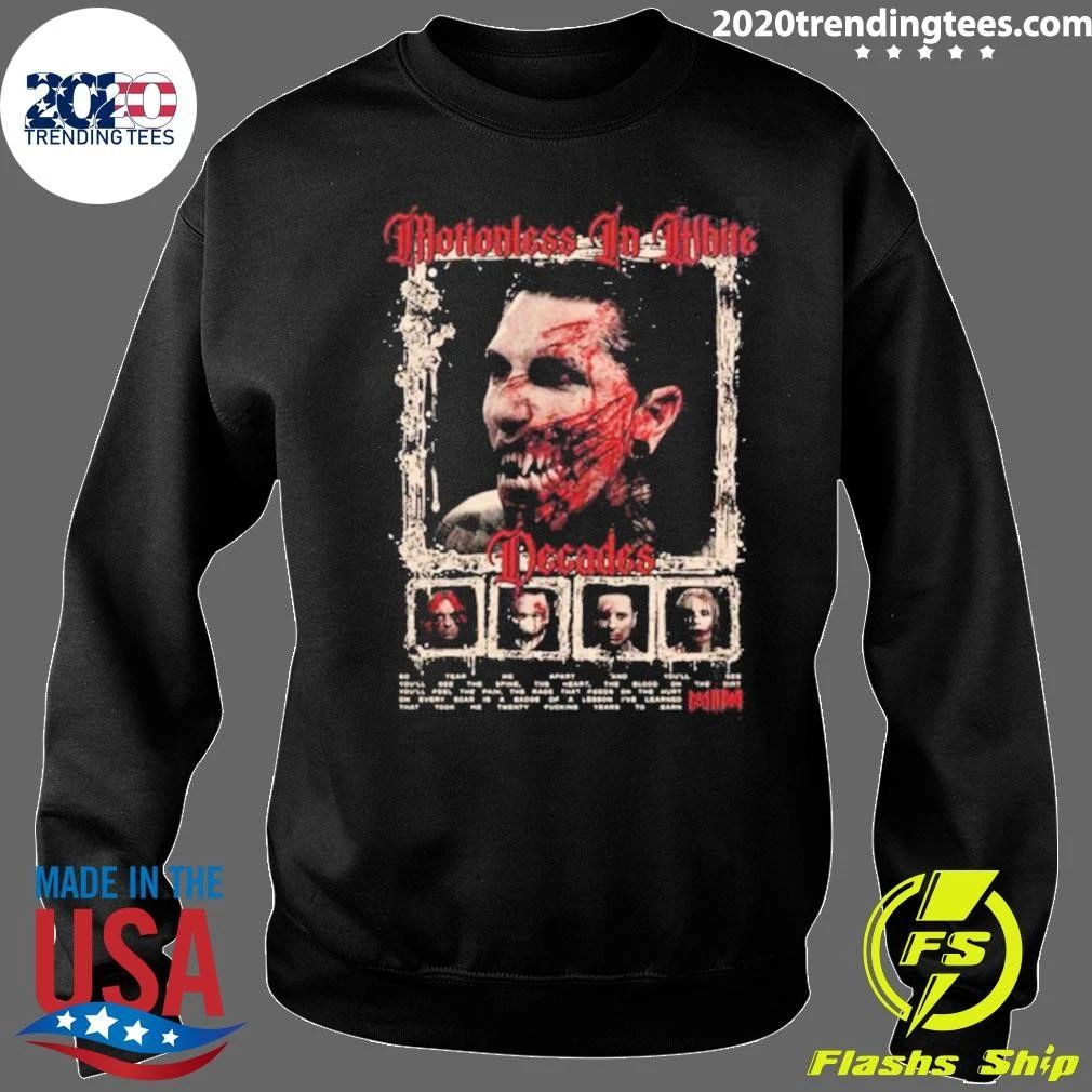 Motionless In White MIW The Sweat And Blood Tour 2026 Merch Decades So Tear Me Apart And You Will See Shirt