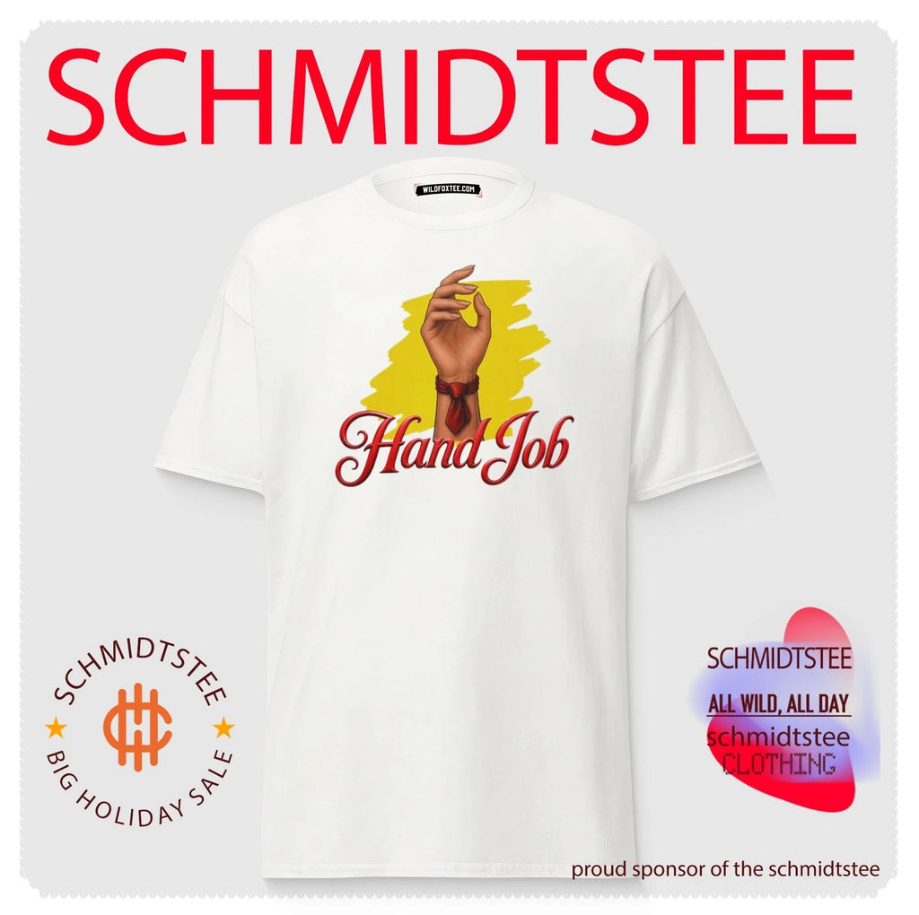 Hand Job humor funny double entendre red tie shirt