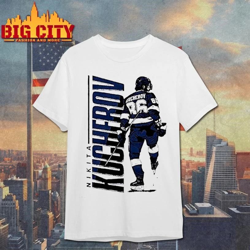 Nikita Kucherov Nhl Player Skating Away Tampa Bay Lightning White Shirt