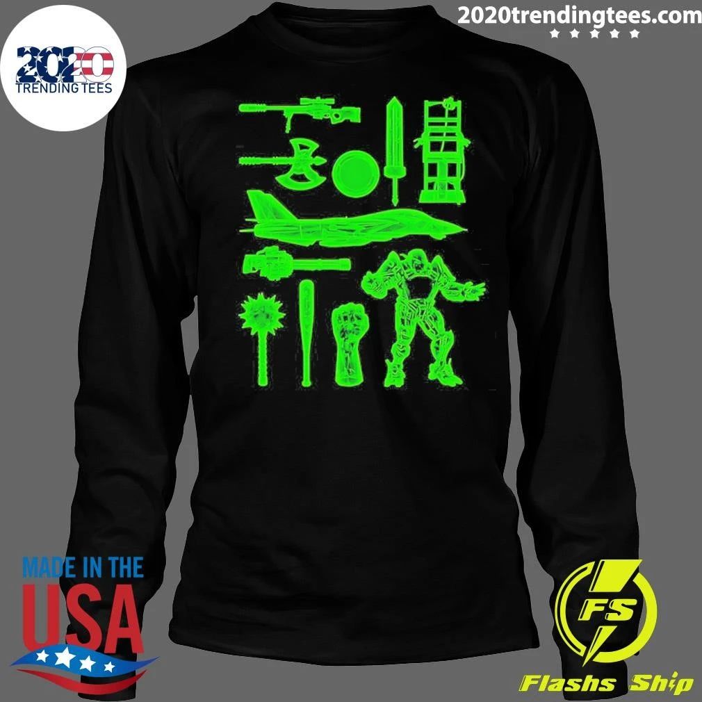 Ring Weapons Neon Green Wireframe Shirt