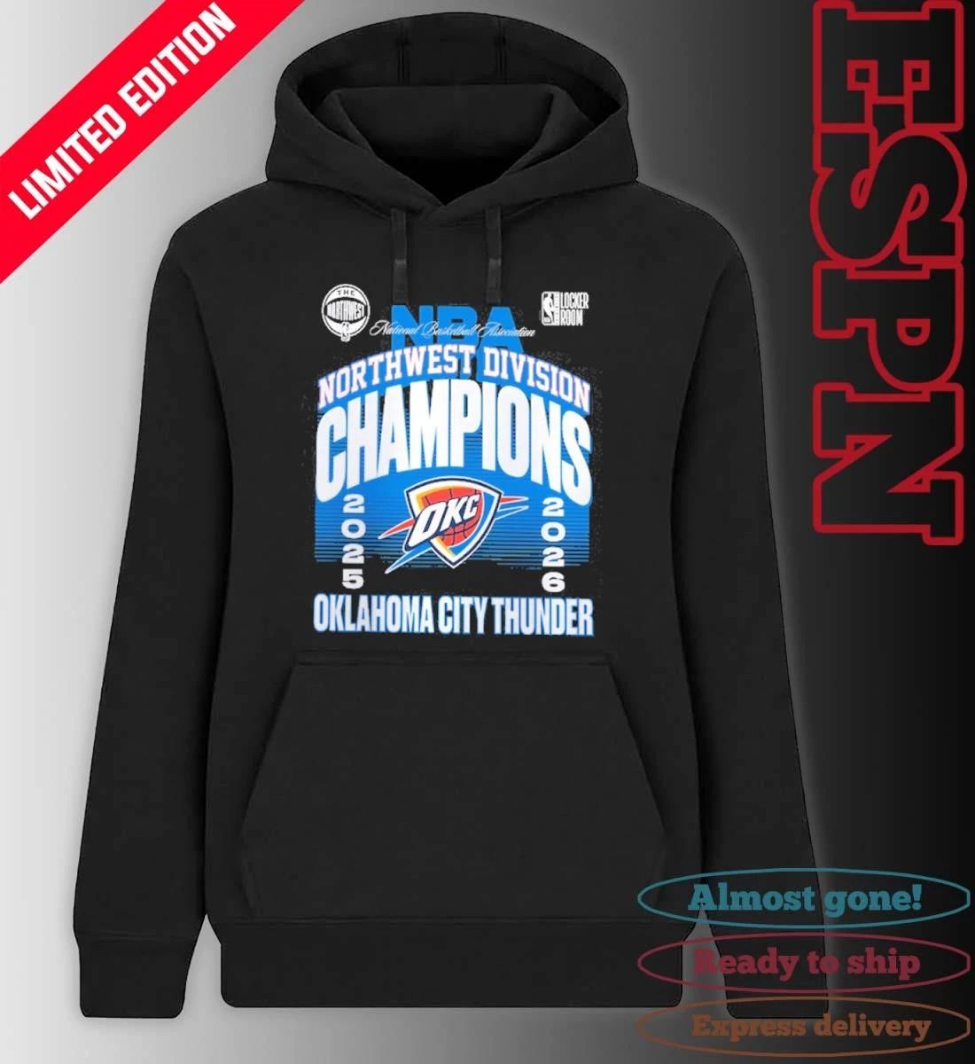 Oklahoma City Thunder 2026 NBA Northwest Division Champions Locker Room T-Shirt