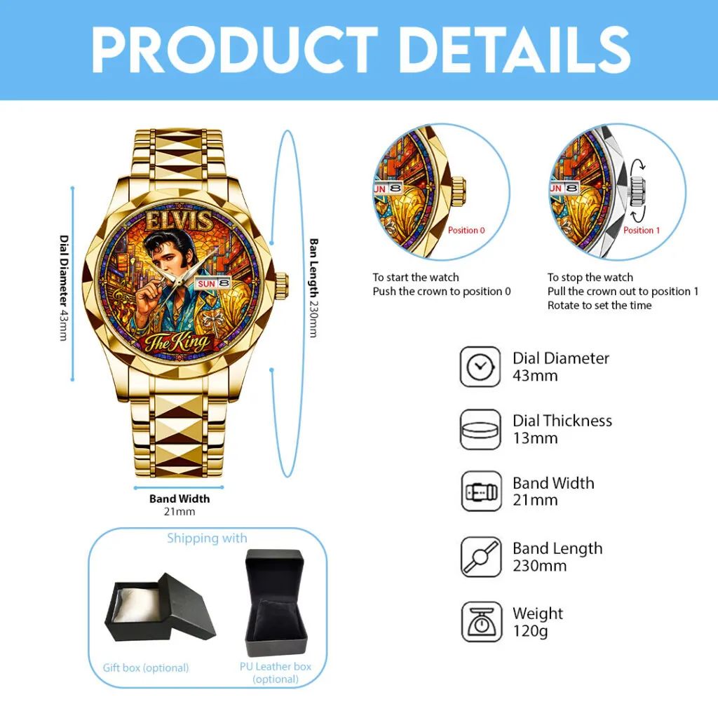 Elvis The King Stained Glass Watch