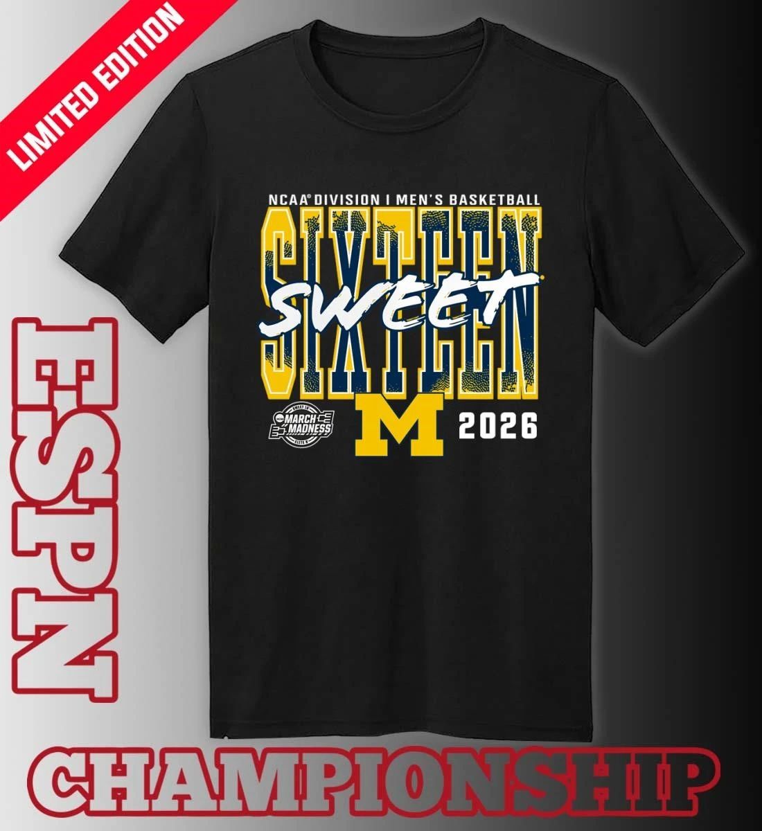 Michigan Wolverines 2026 NCAA Men’s Basketball Tournament March Madness Sweet 16 T-Shirt
