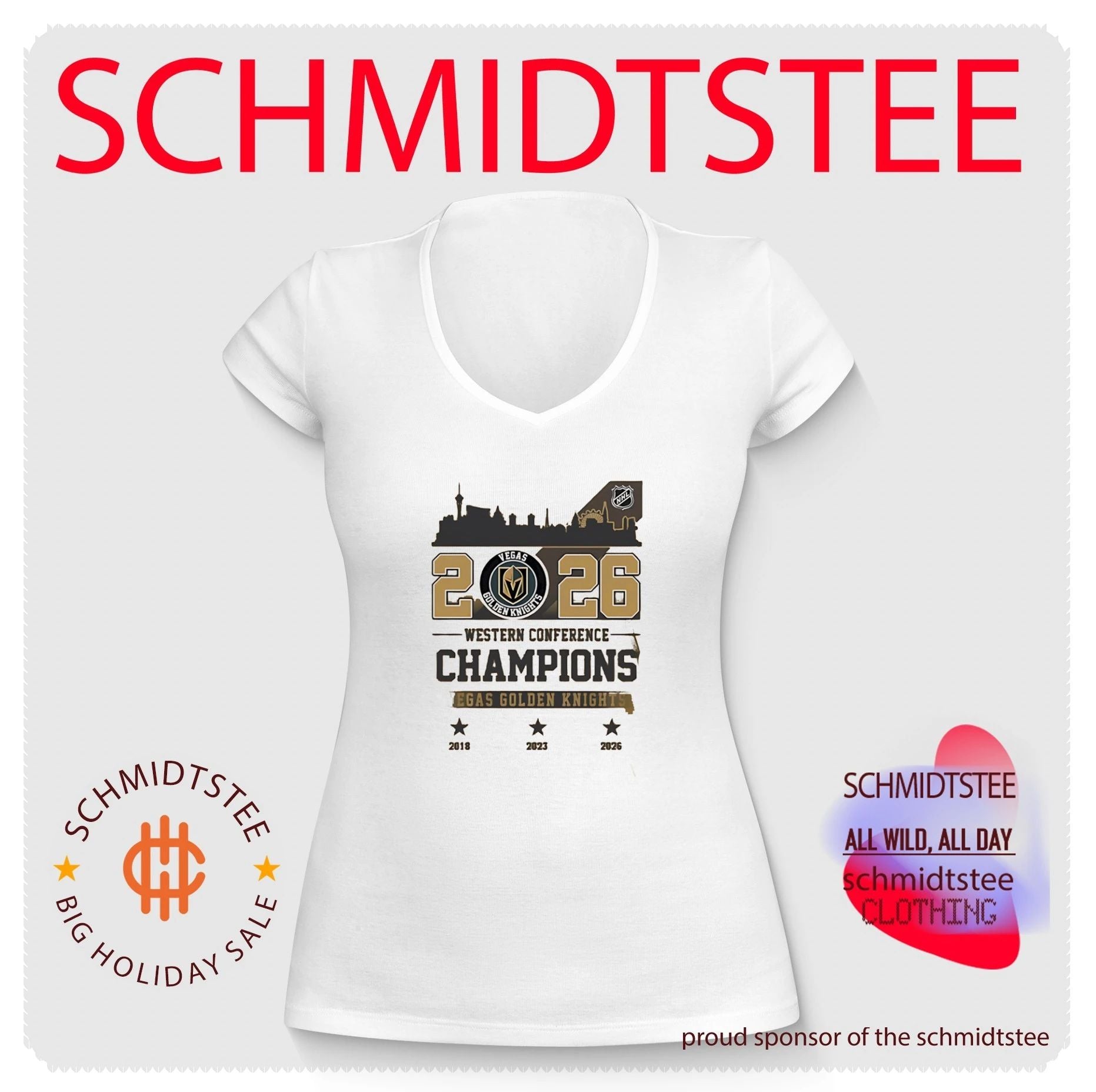 Vegas Golden Knights 2026 Western Conference Champions 3 Time city skyline shirt