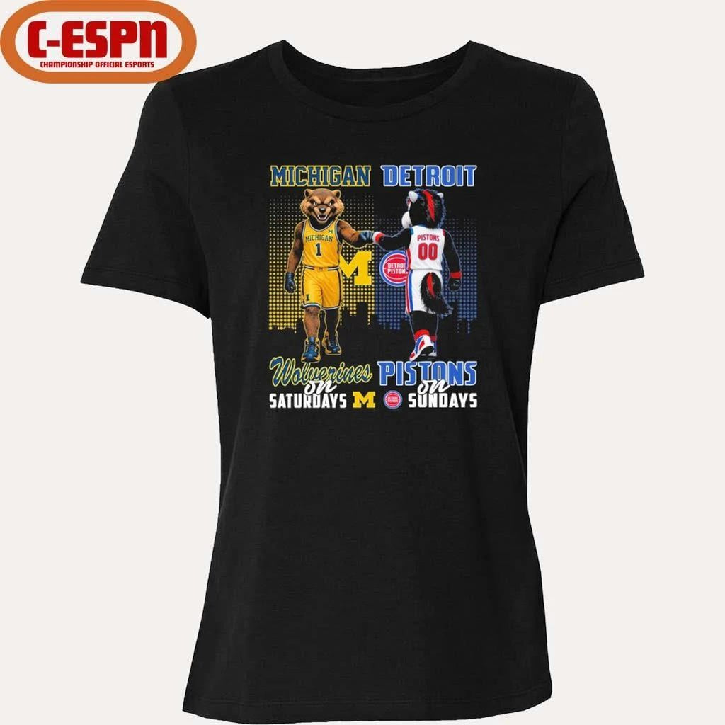Mascot Michigan Wolverines On Saturdays And Detroit Pistons On Sundays Shirt