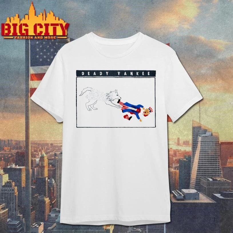 Deady Yankee Wolf Biting Uncle Sam Graphic T Shirt