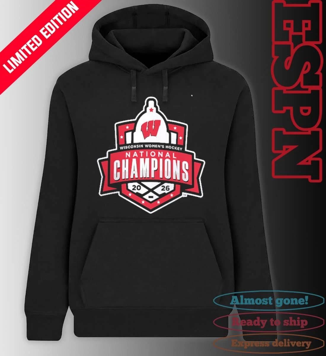 Wisconsin Badgers 2026 NCAA Frozen Four Women’s Ice Hockey National Champions Official Logo T-shirt