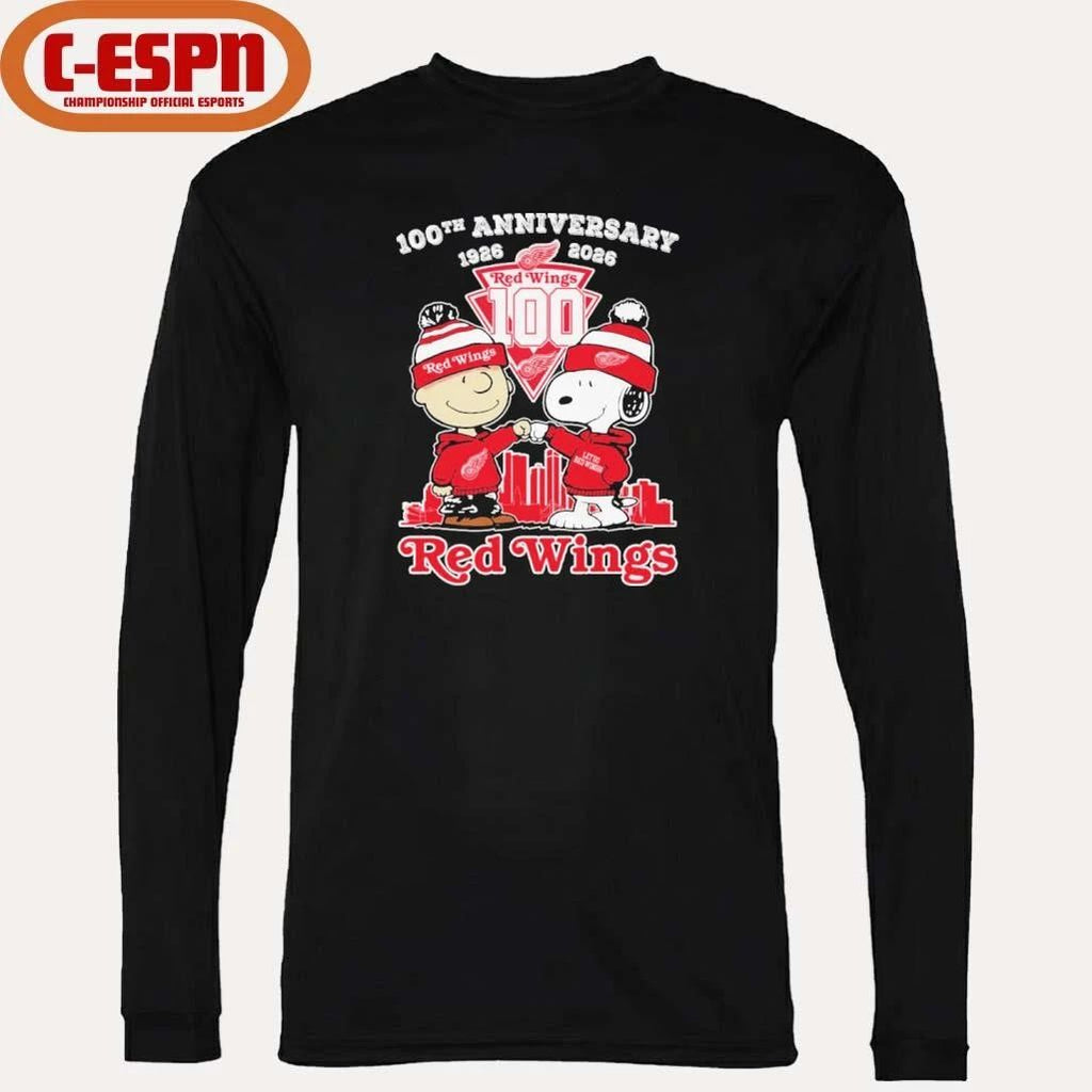 The Peanuts Fist Bump X Detroit Red Wings 100th Anniversary 1926-2026 Shirt