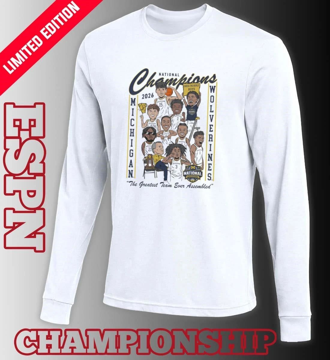 2026 Men’s Basketball National Champions – Cartoon Team Shirt